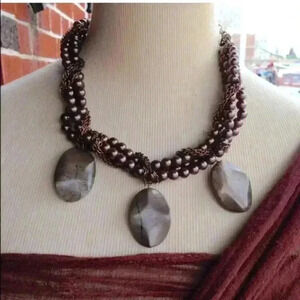 Handmade multi chain beaded necklace
